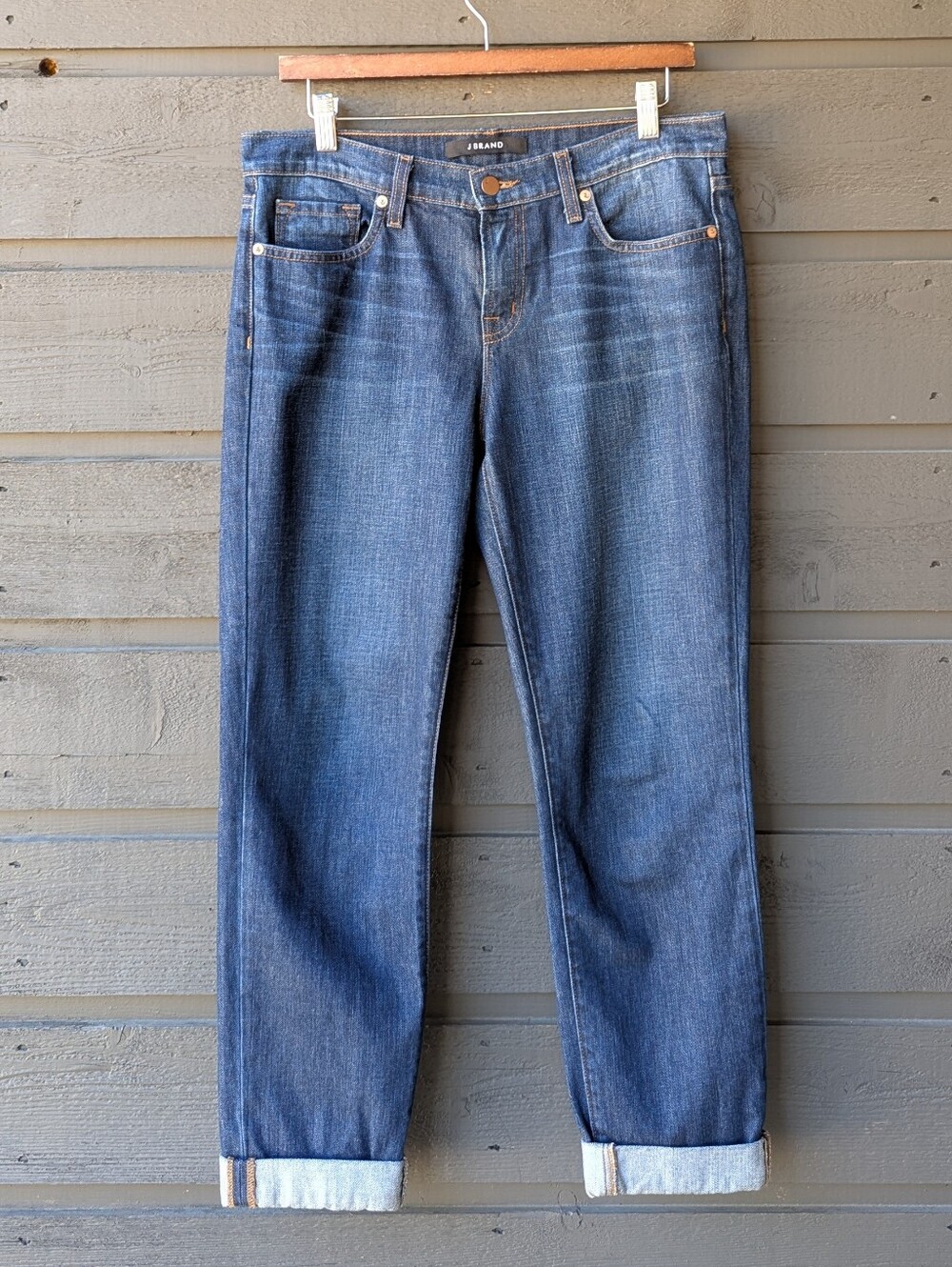 NWOT J Brand Aidan Ringer Boyfriend Jeans Size 27 100% Cotton Dark Wash Denim